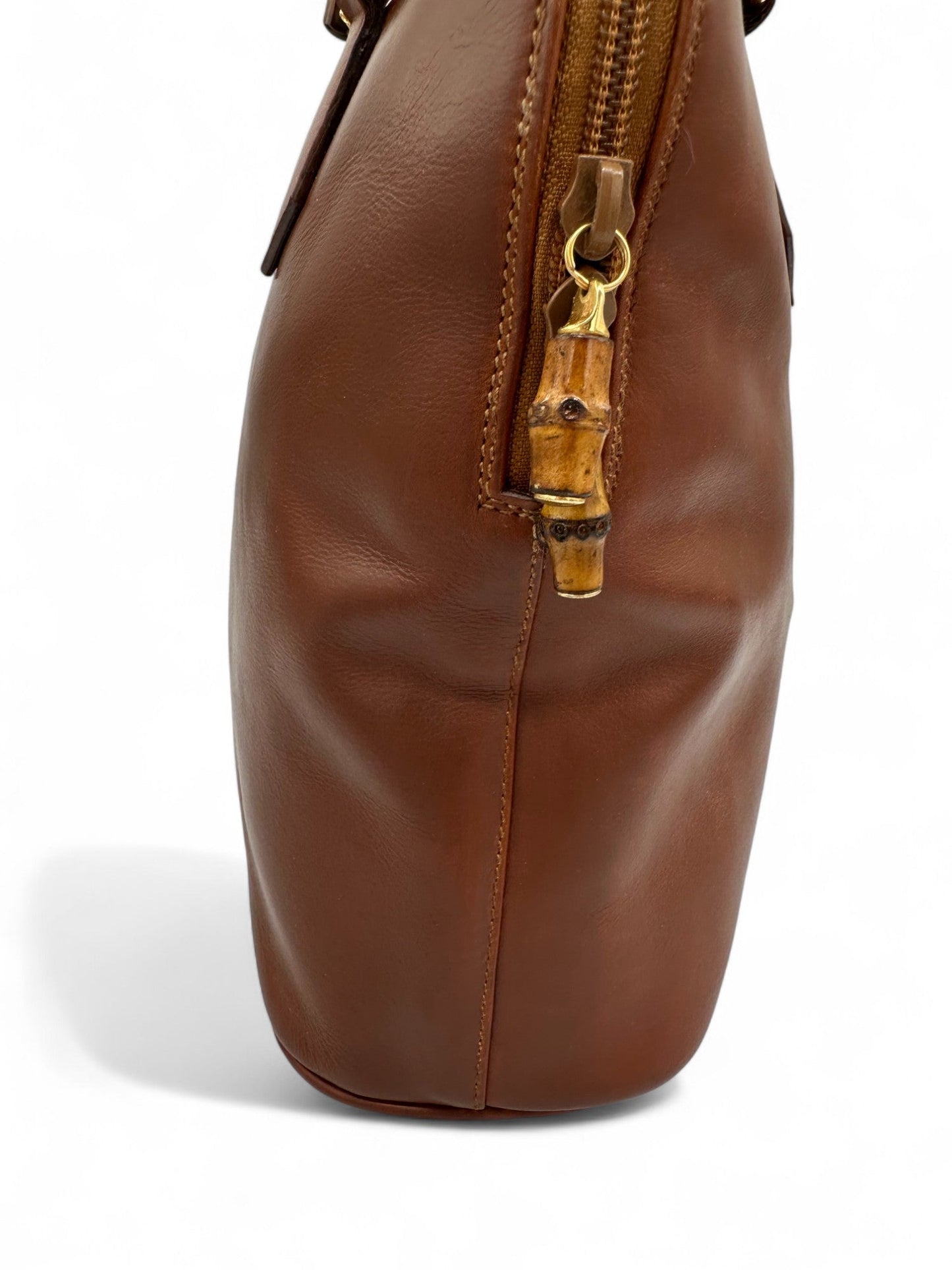 Gucci Bamboo Brown Leather Handbag - Thanks it's Vintage
