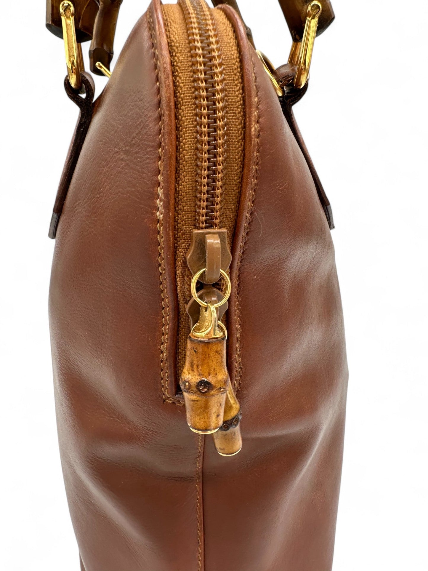 Gucci Bamboo Brown Leather Handbag - Thanks it's Vintage