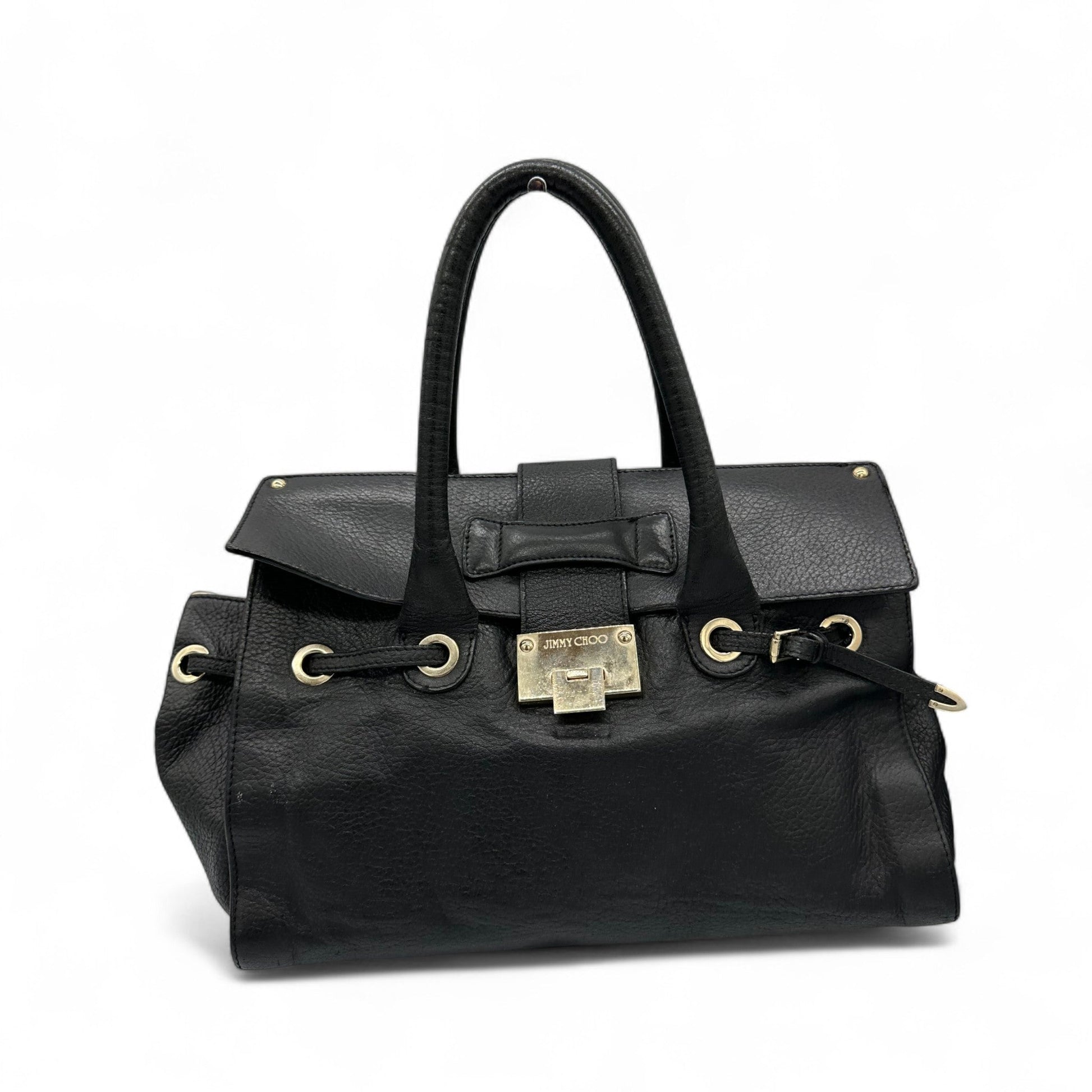 Jimmy Choo Black Leather Drawstring Handbag - Thanks it's Vintage