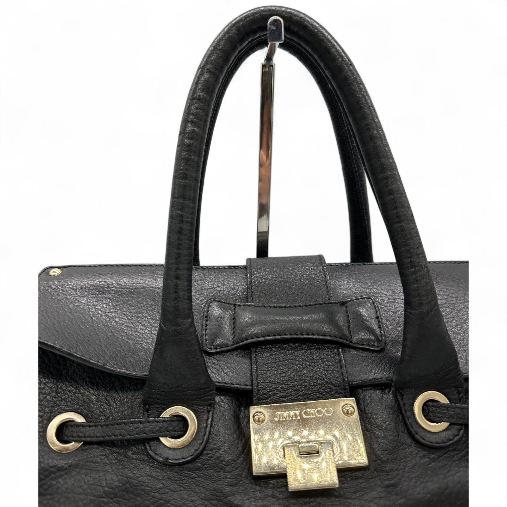 Jimmy Choo Black Leather Drawstring Handbag - Thanks it's Vintage