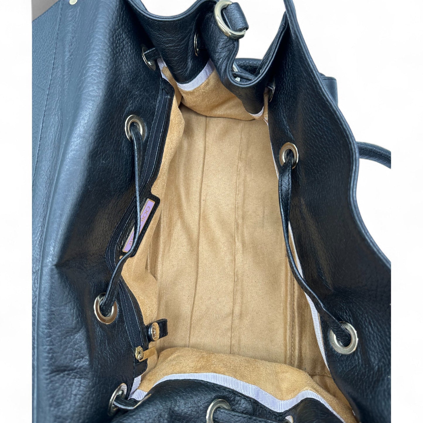 Jimmy Choo Black Leather Drawstring Handbag - Thanks it's Vintage