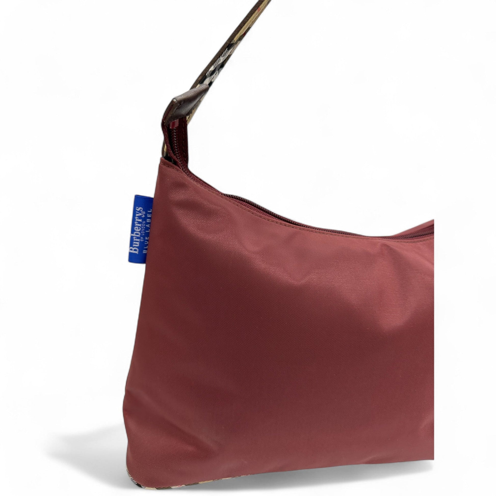 Vintage Burberry Blue Label Burgundy Nylon Shoulder Bag - Thanks it's Vintage