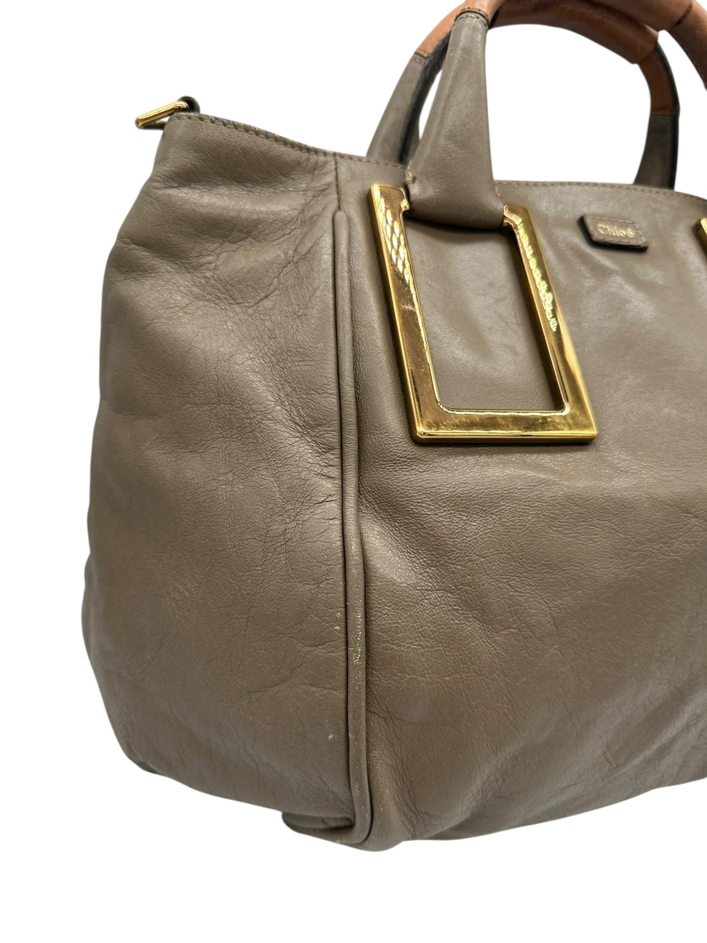 Vintage Chloé Ethel Handbag with Grey Leather and Gold Hardware - Thanks it's Vintage