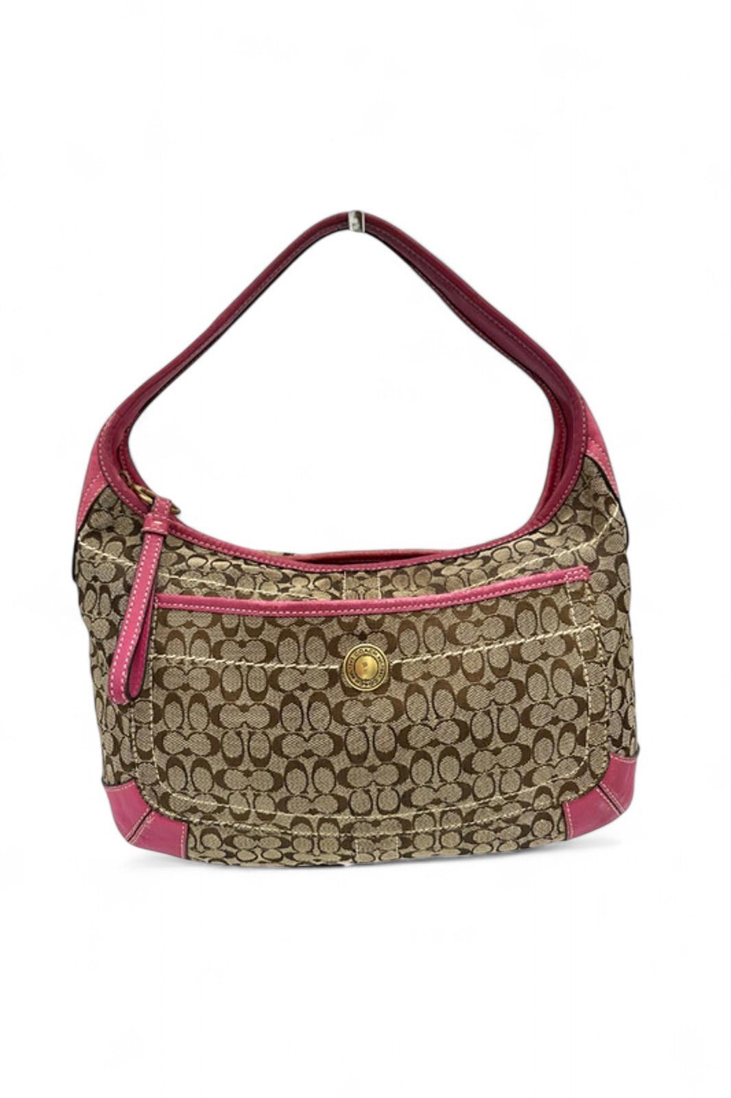 Vintage Coach 10772 Pink Leather Trim Y2K Ergo Shoulder Bag Monogram - Thanks it's Vintage