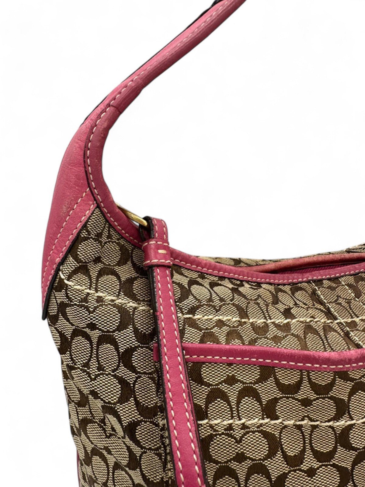 Vintage Coach 10772 Pink Leather Trim Y2K Ergo Shoulder Bag Monogram - Thanks it's Vintage