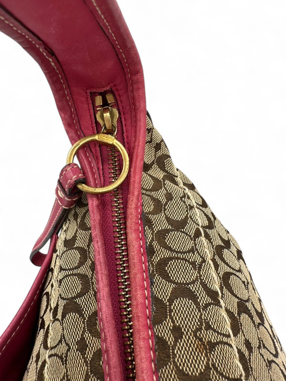 Vintage Coach 10772 Pink Leather Trim Y2K Ergo Shoulder Bag Monogram - Thanks it's Vintage