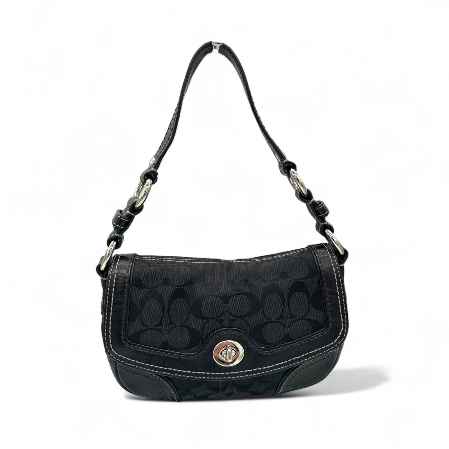 Vintage Coach 10983 Black Monogram Turnlock Shoulder Bag - Thanks it's Vintage