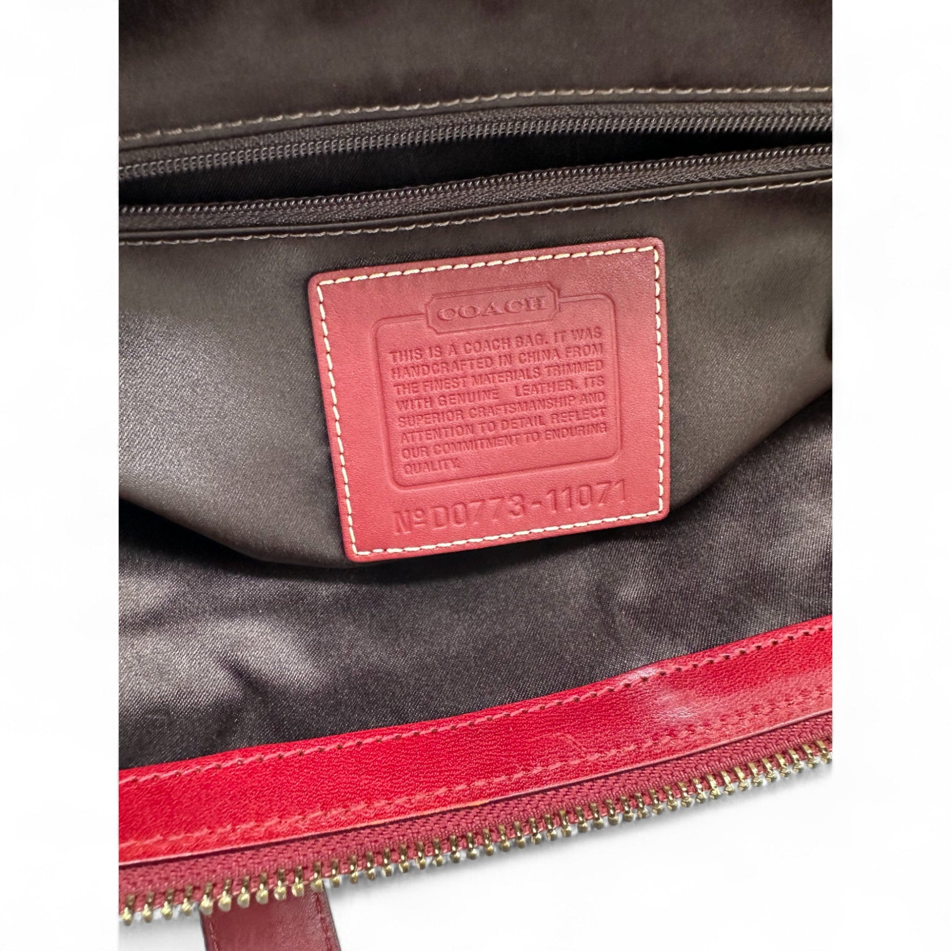 Vintage Coach 11072 Turnlock Red Leather Trim Monogram Handbag - Thanks it's Vintage