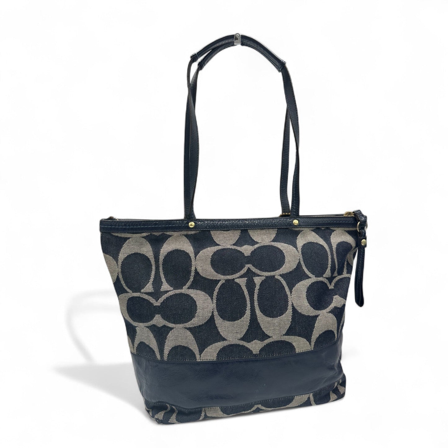 Vintage Coach 12547 Navy Denim Monogram Tote Shoulder Bag - Thanks it's Vintage