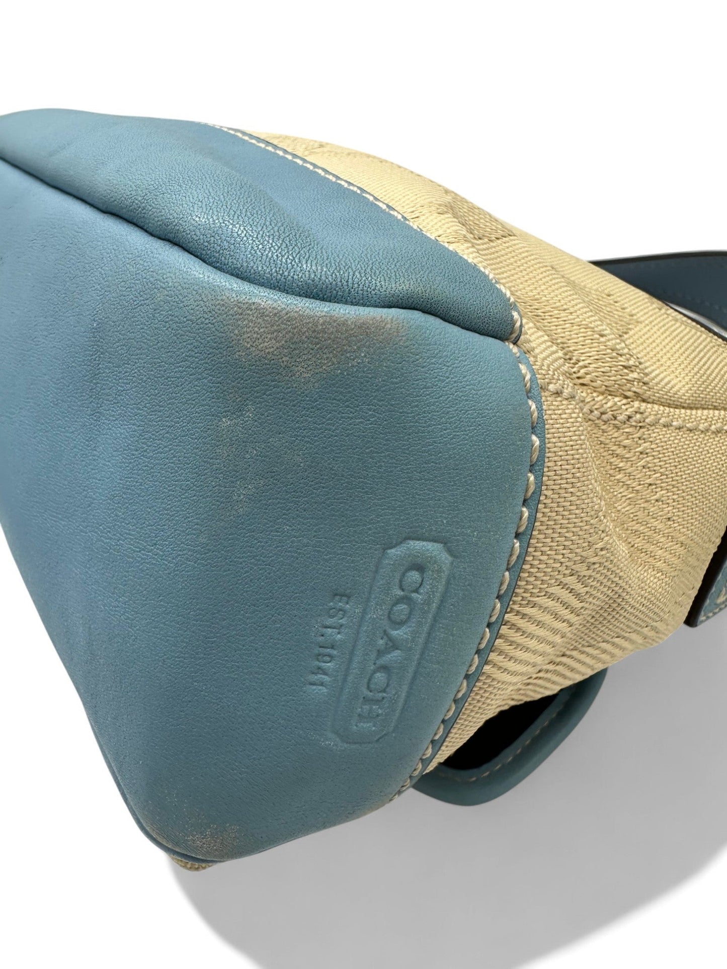 Vintage Coach 13102 Rare Baby Blue Monogram Legacy Shoulder Bag - Thanks it's Vintage