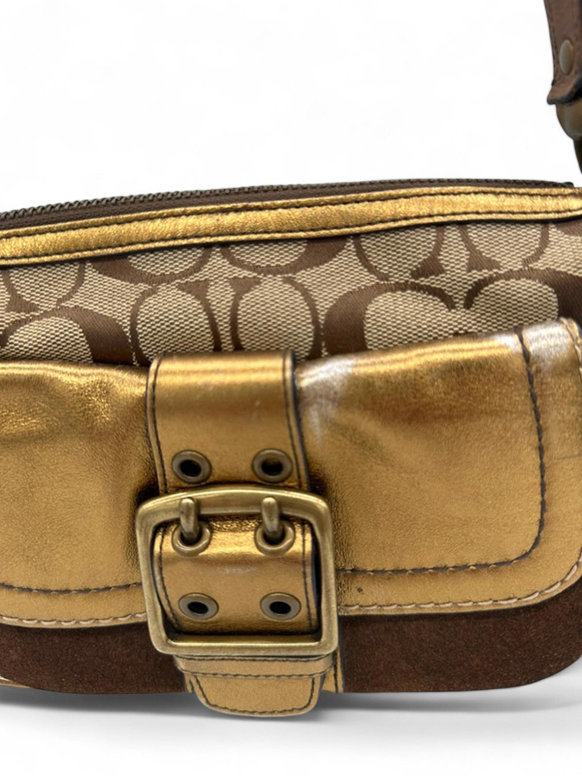 Vintage Coach 1495 Limited Edition Fall 2004 Shoulder Bag Monogram with Suede Trim - Thanks it's Vintage