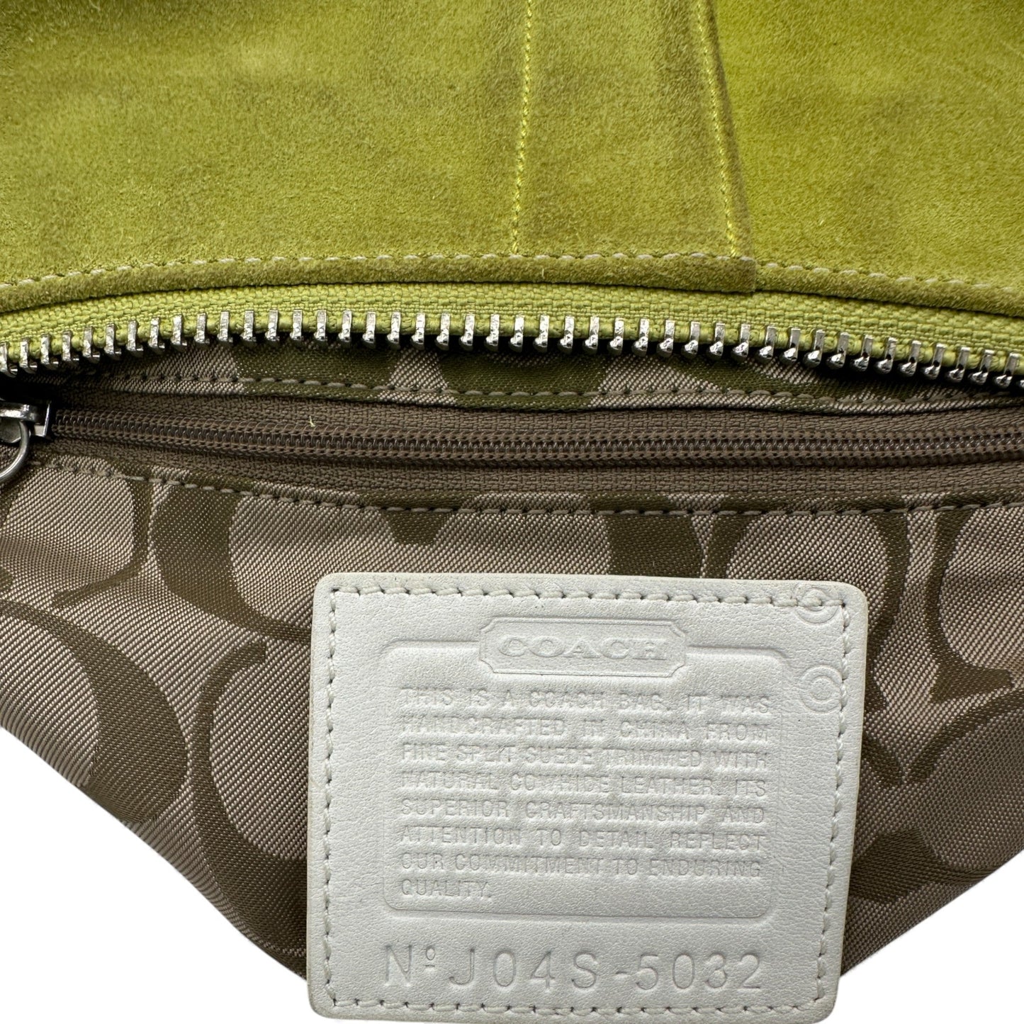 Vintage Coach 5032 Lime Green Suede Baguette Shoulder Bag - Thanks it's Vintage