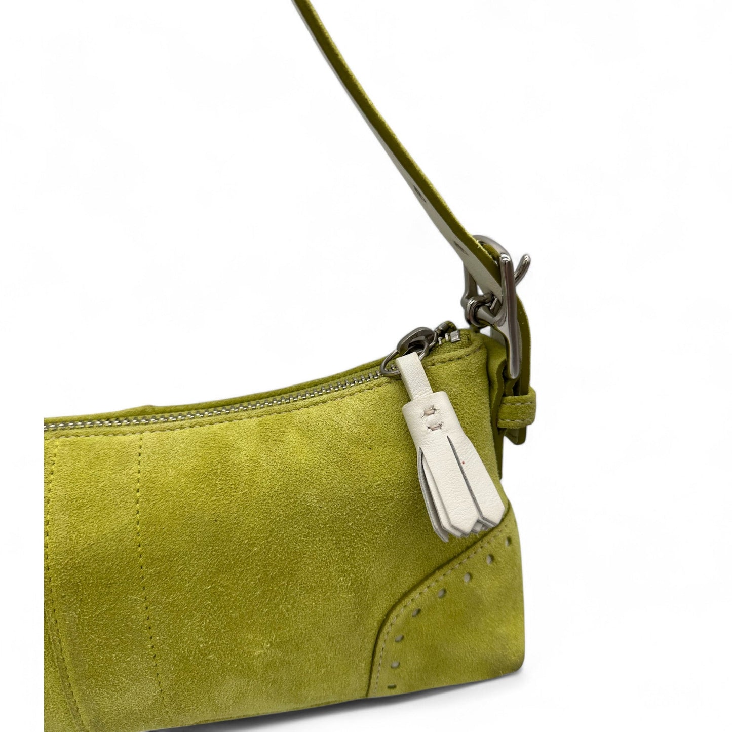 Vintage Coach 5032 Lime Green Suede Baguette Shoulder Bag - Thanks it's Vintage