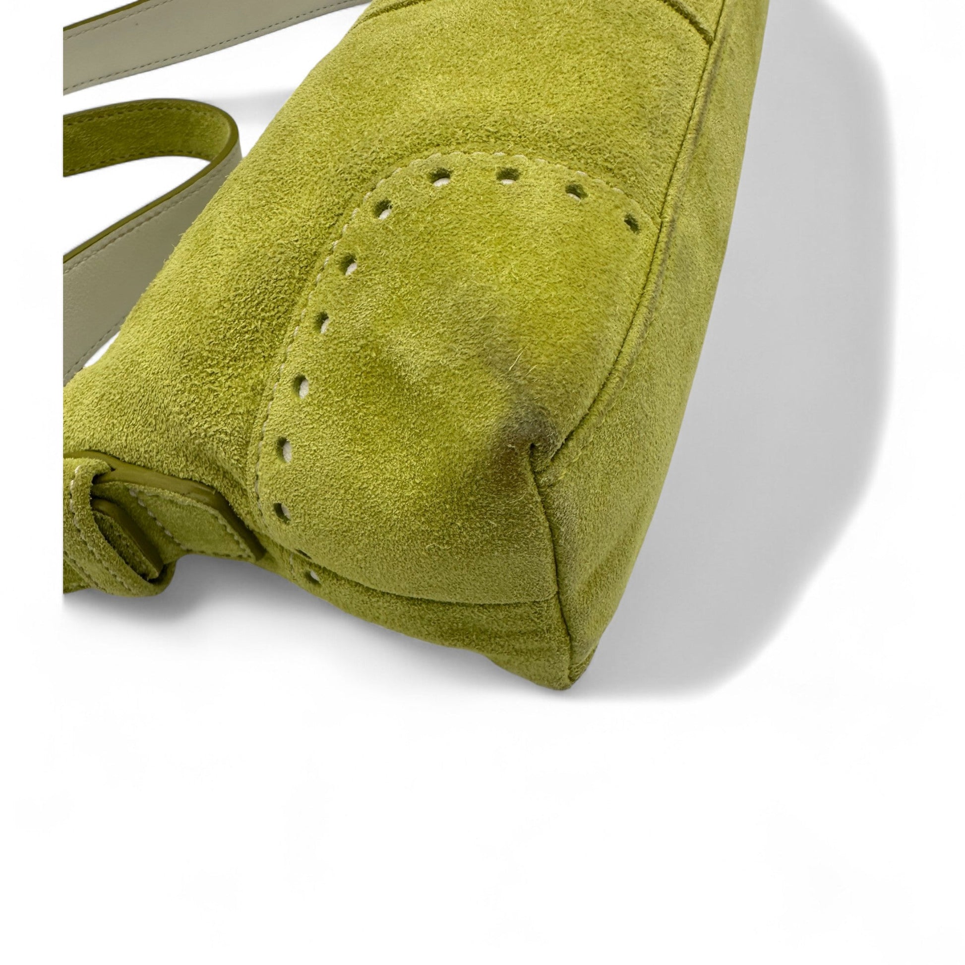 Vintage Coach 5032 Lime Green Suede Baguette Shoulder Bag - Thanks it's Vintage