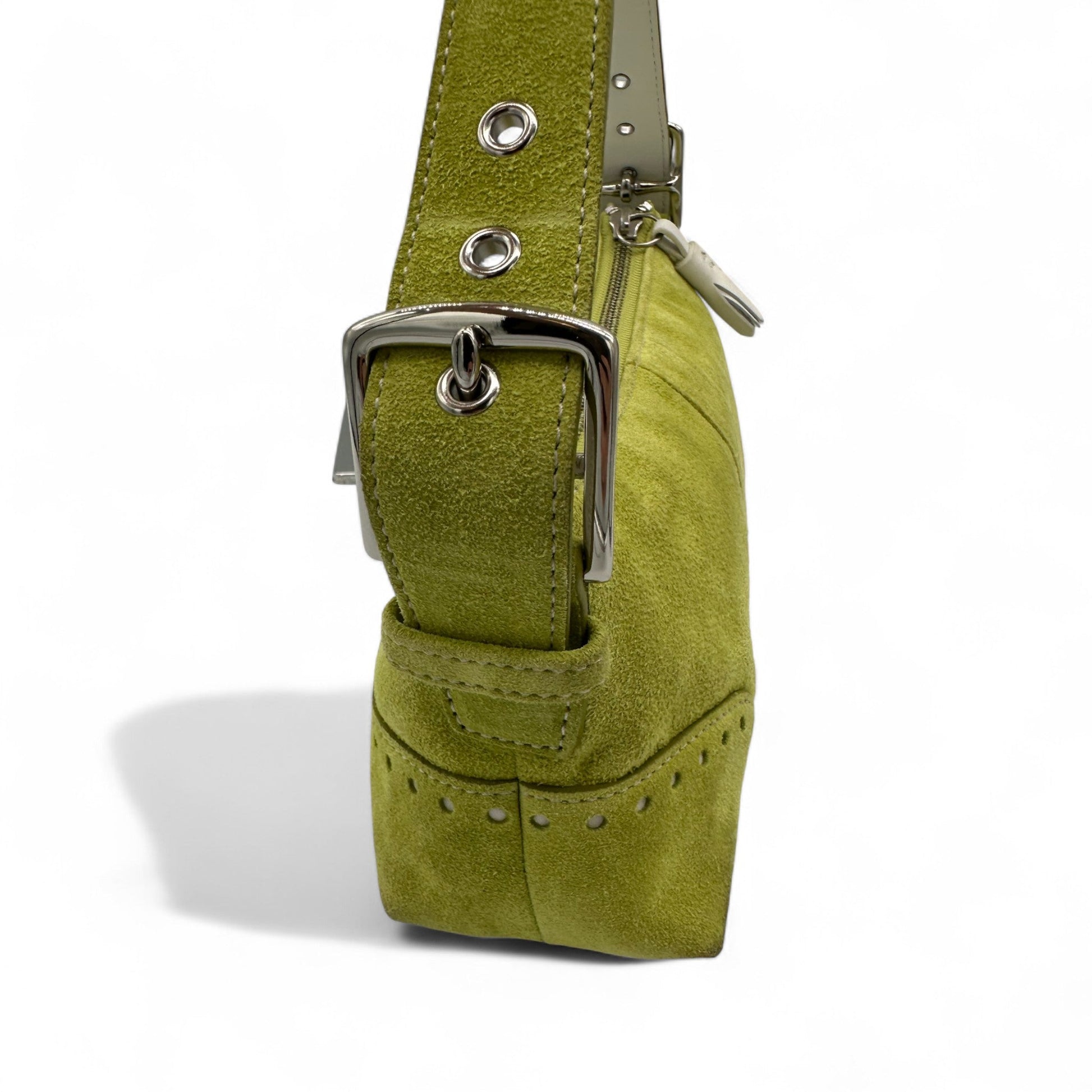 Vintage Coach 5032 Lime Green Suede Baguette Shoulder Bag - Thanks it's Vintage