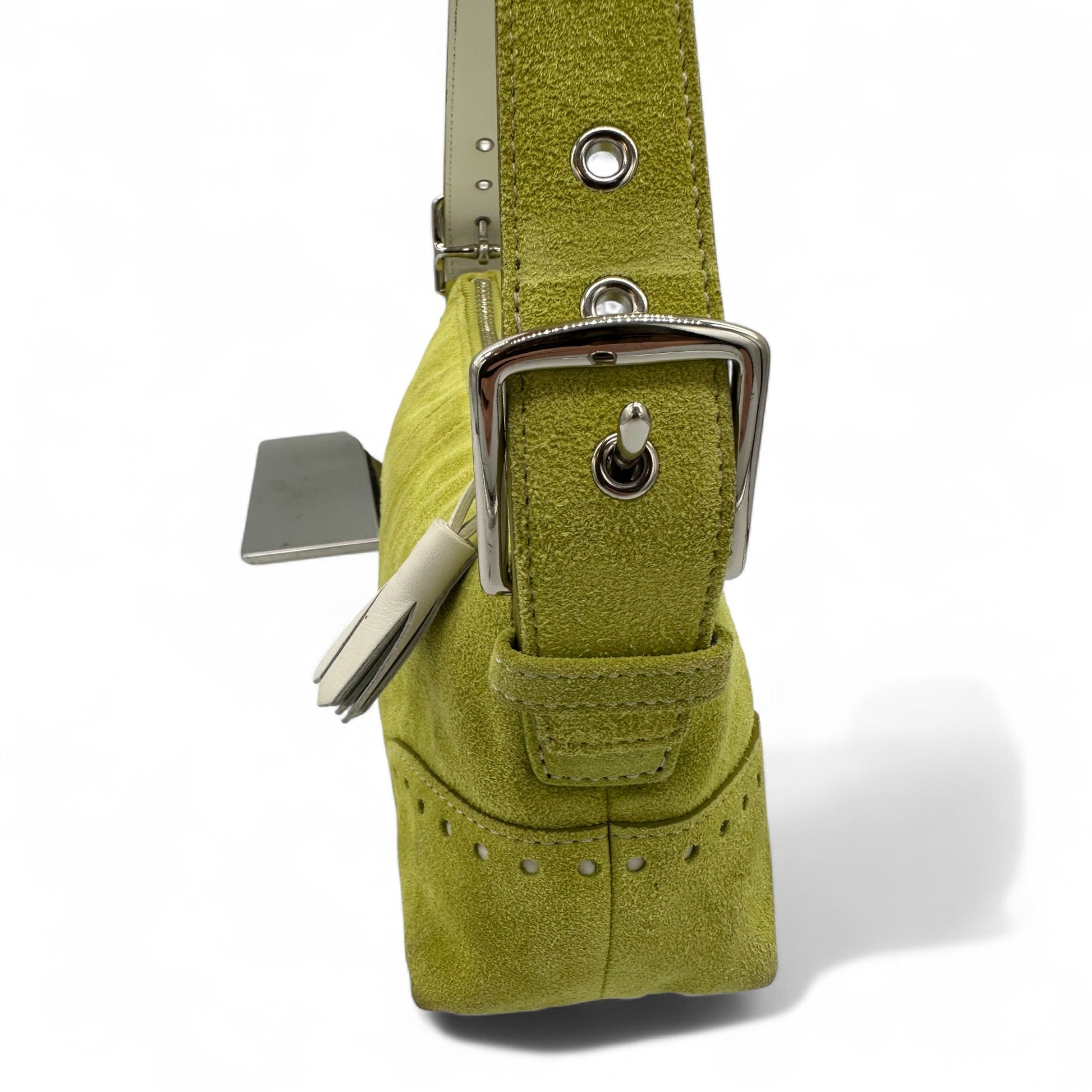Vintage Coach 5032 Lime Green Suede Baguette Shoulder Bag - Thanks it's Vintage