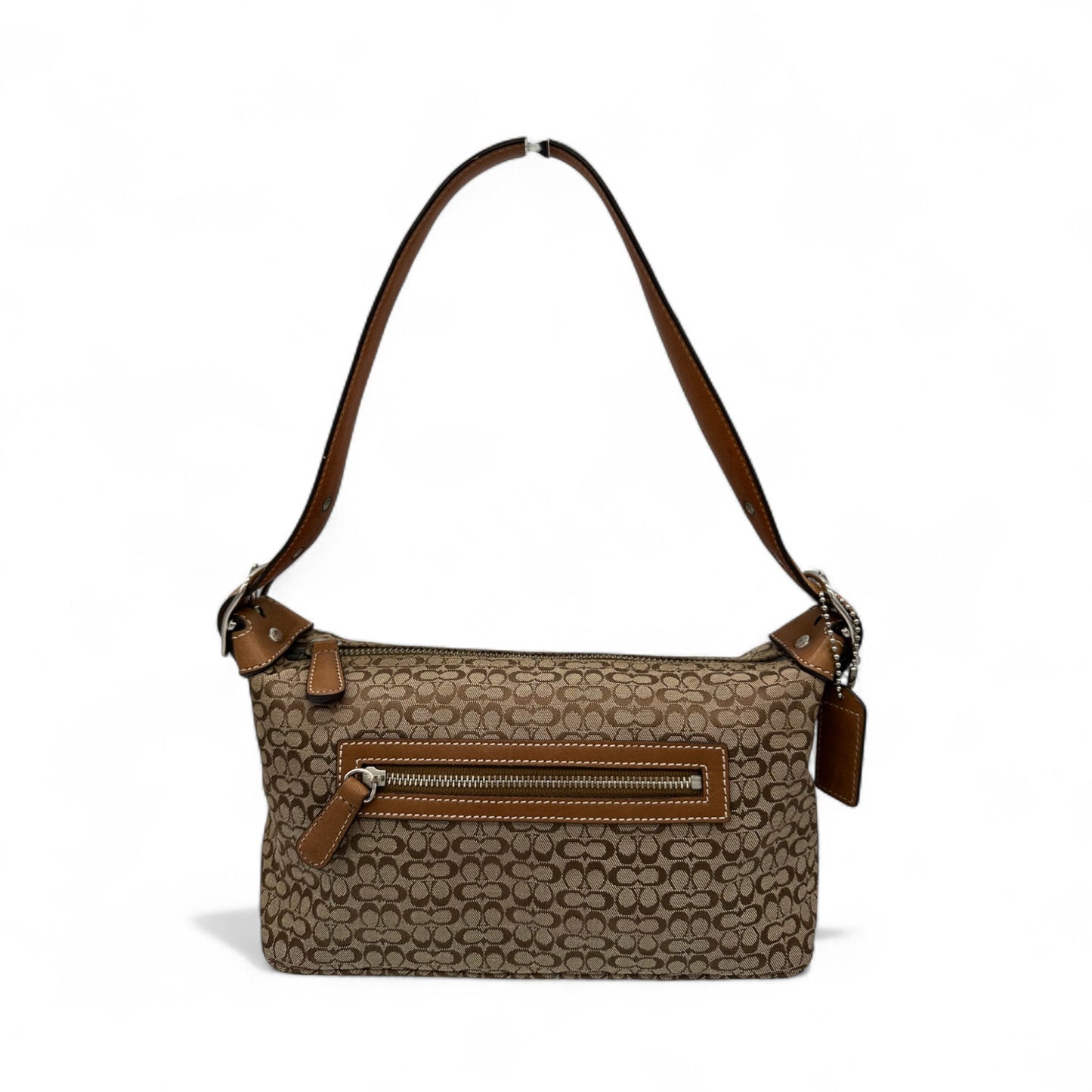 Vintage Coach 6332 Brown Mini Monogram Shoulder Bag with Tan Leather Trim Y2K - Thanks it's Vintage