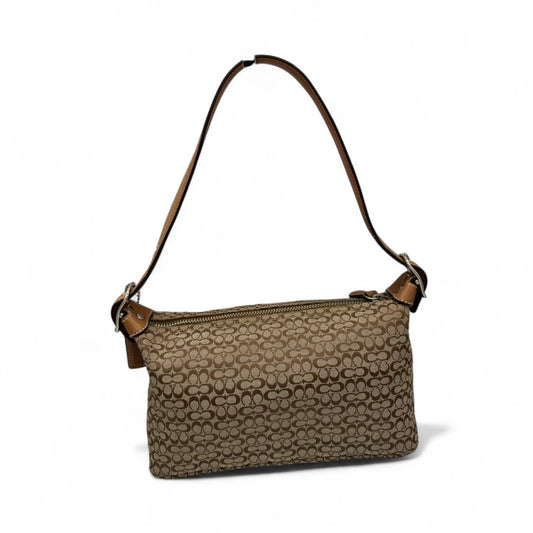 Vintage Coach 6332 Brown Mini Monogram Shoulder Bag with Tan Leather Trim Y2K - Thanks it's Vintage