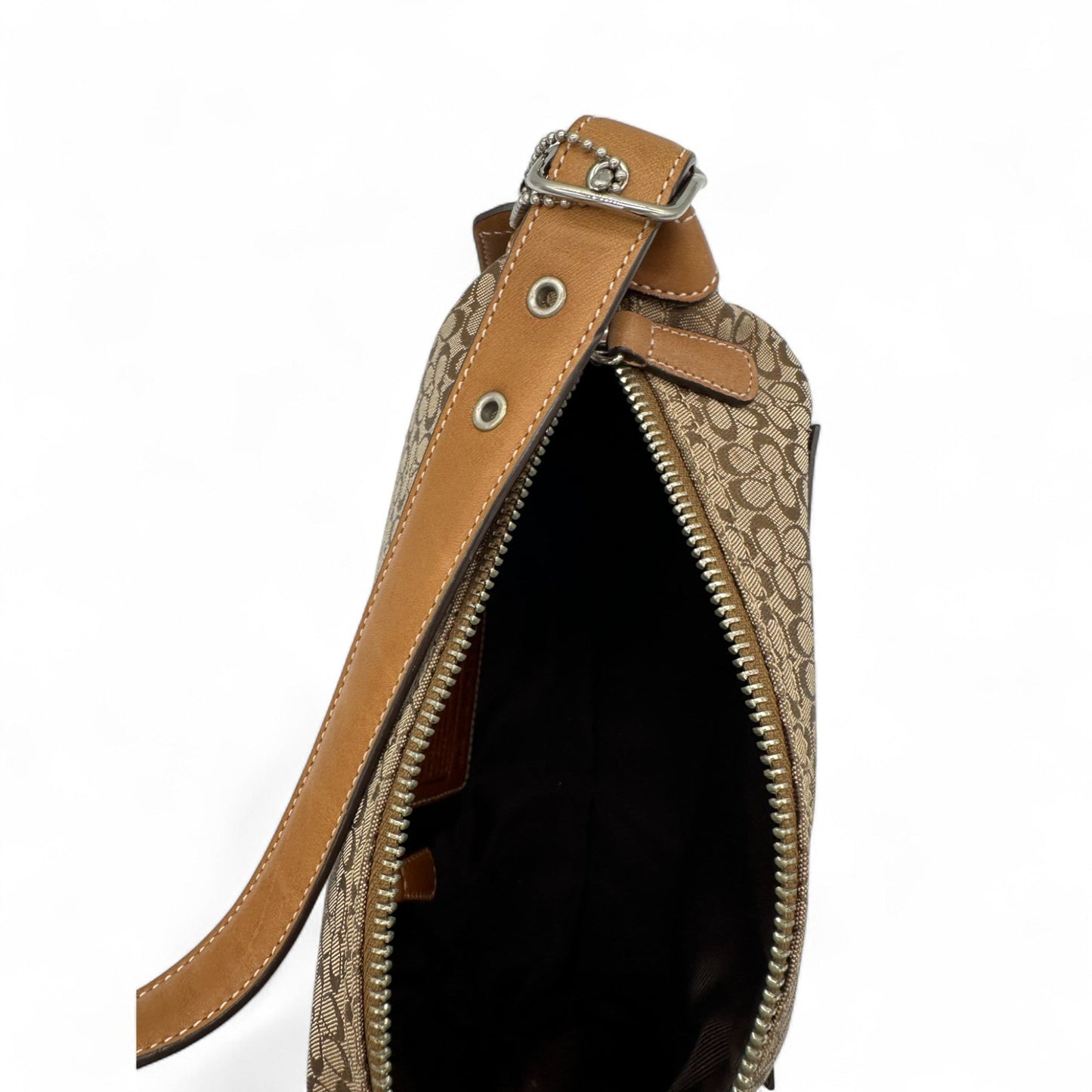 Vintage Coach 6332 Brown Mini Monogram Shoulder Bag with Tan Leather Trim Y2K - Thanks it's Vintage