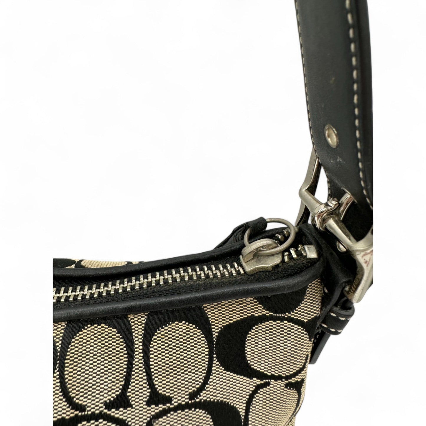 Vintage Coach 6371 East West Baguette Shoulder Bag Black and Grey Monogram Y2K - Thanks it's Vintage