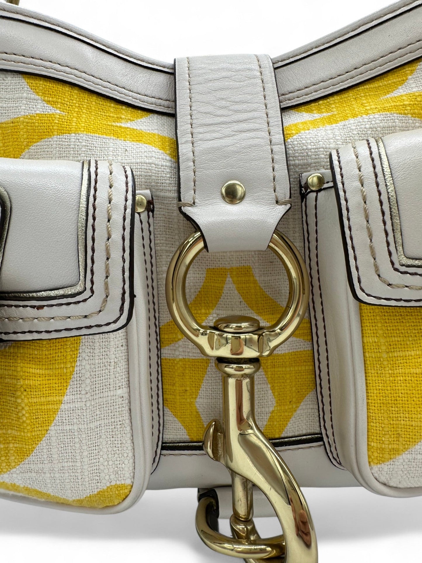 Vintage Coach 7469 2006 Legacy Shoulder Bag in White and Yellow Monogram - Thanks it's Vintage