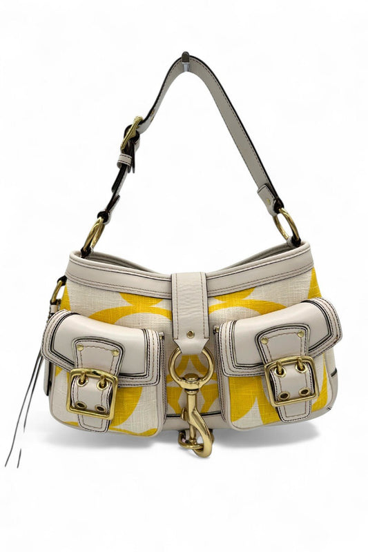 Vintage Coach 7469 2006 Legacy Shoulder Bag in White and Yellow Monogram - Thanks it's Vintage