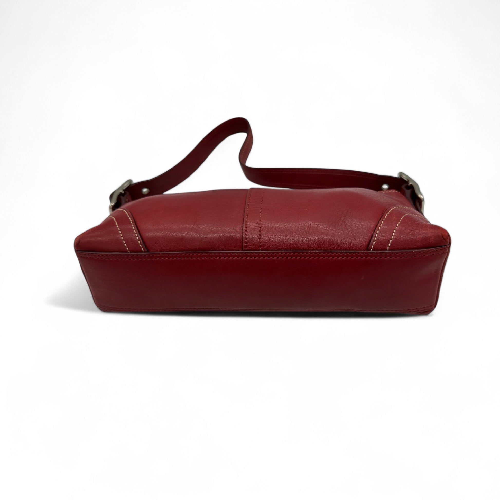 Vintage Coach 8A64 Red Leather Baguette Shoulder Bag - Thanks it's Vintage