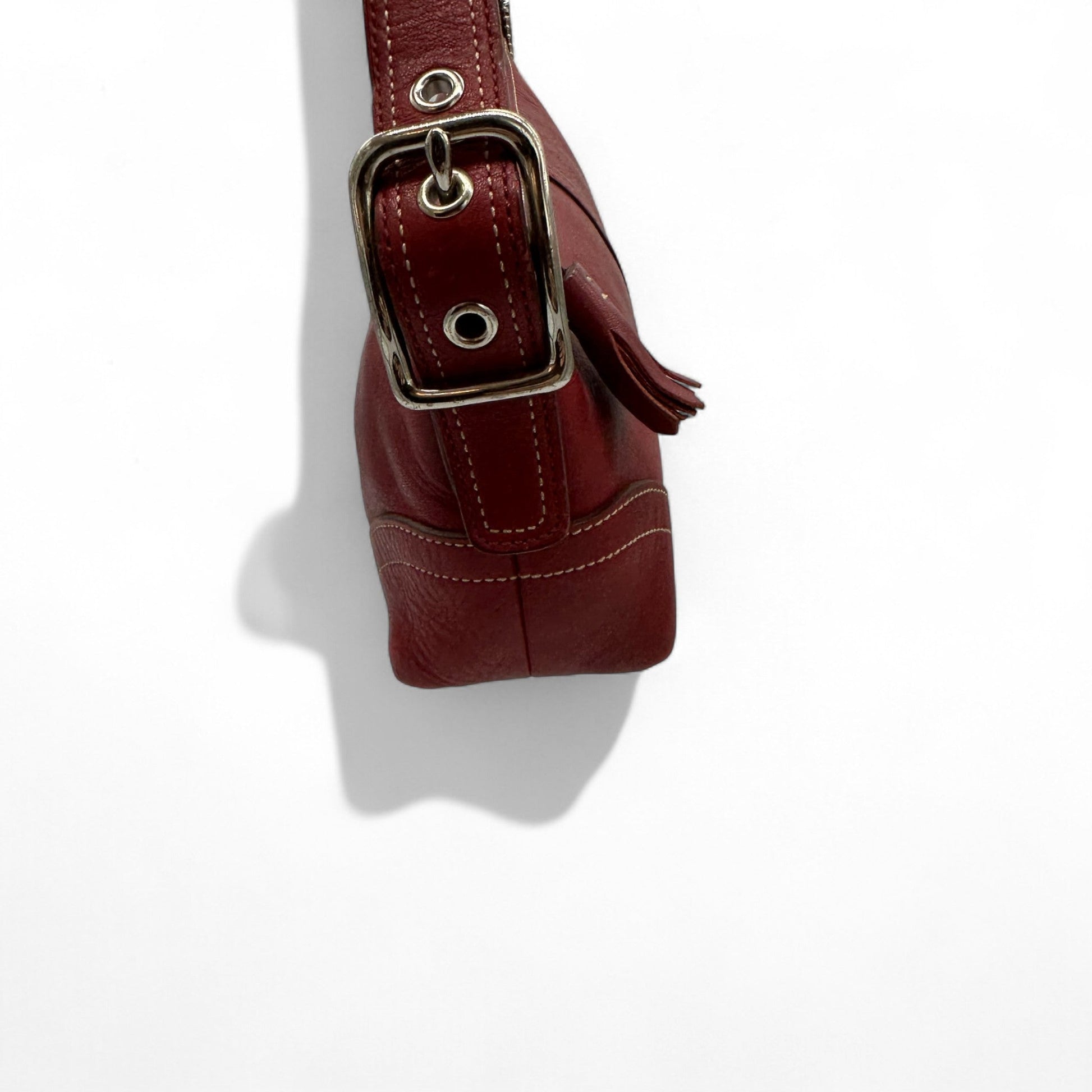 Vintage Coach 8A64 Red Leather Baguette Shoulder Bag - Thanks it's Vintage