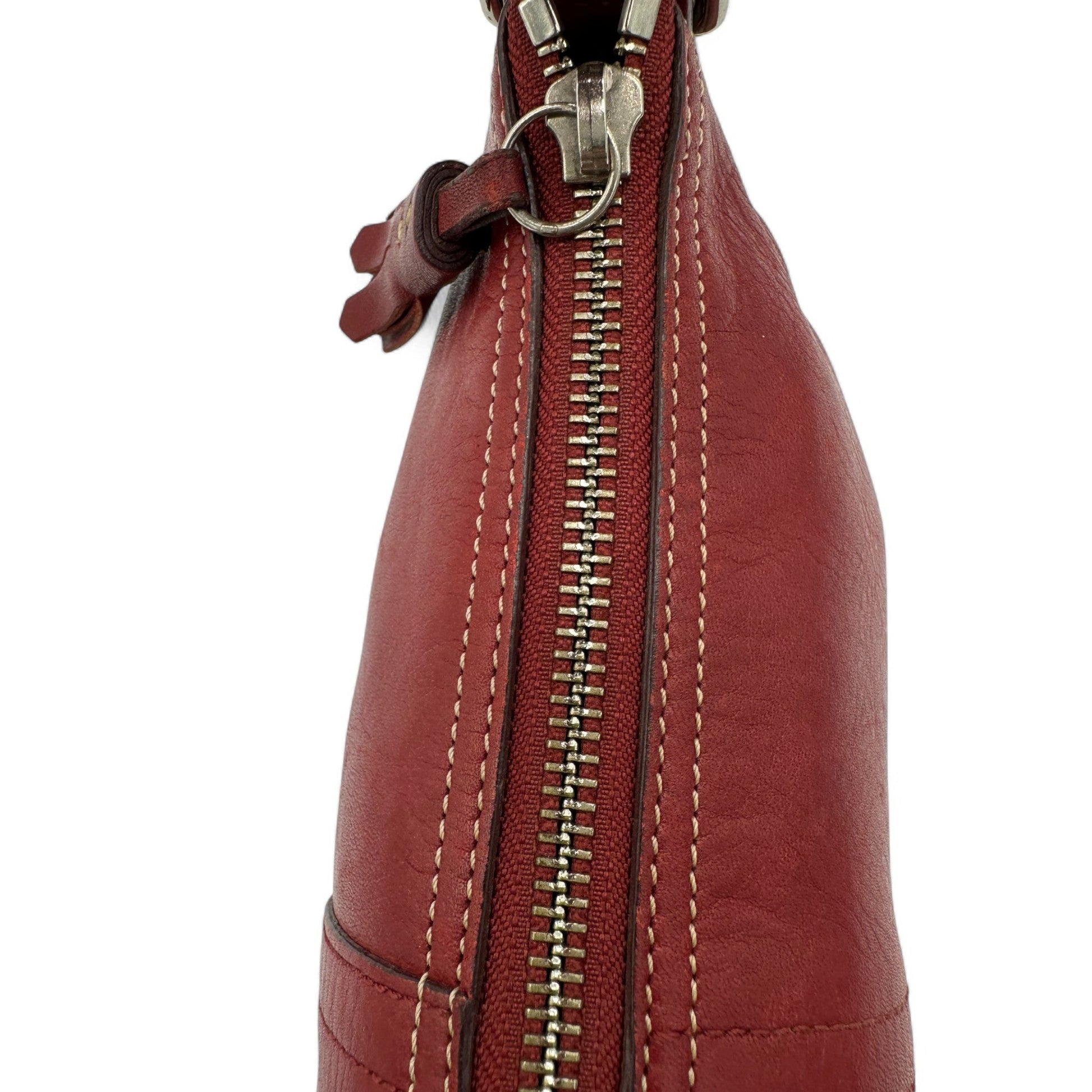 Vintage Coach 8A64 Red Leather Baguette Shoulder Bag - Thanks it's Vintage