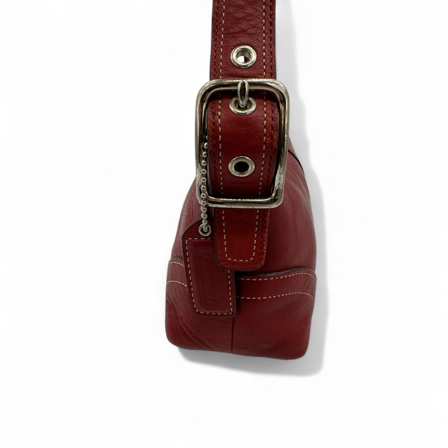 Vintage Coach 8A64 Red Leather Baguette Shoulder Bag - Thanks it's Vintage