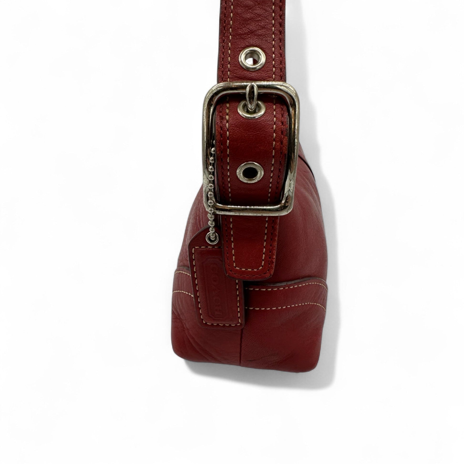 Vintage Coach 8A64 Red Leather Baguette Shoulder Bag - Thanks it's Vintage