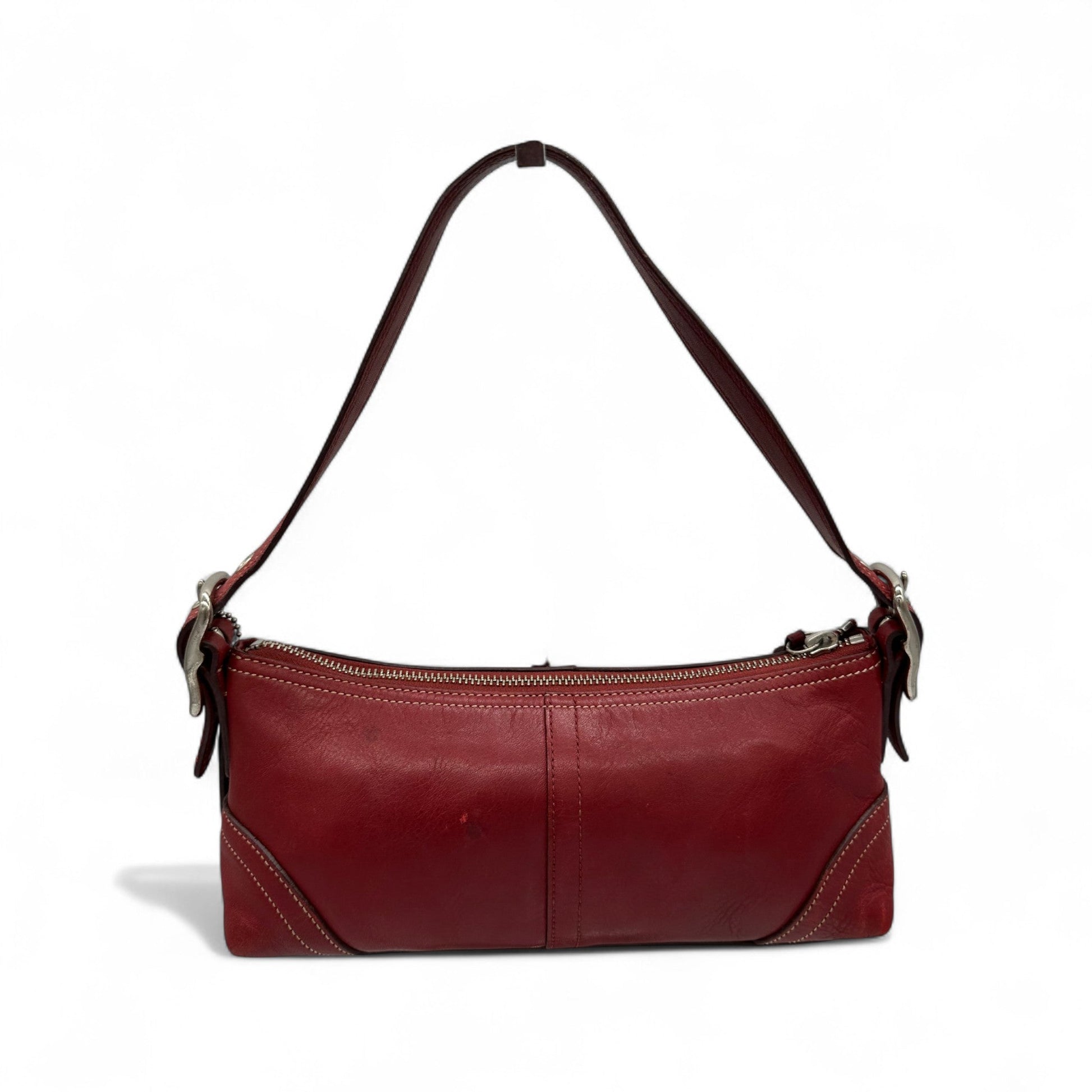 Vintage Coach 8A64 Red Leather Baguette Shoulder Bag - Thanks it's Vintage
