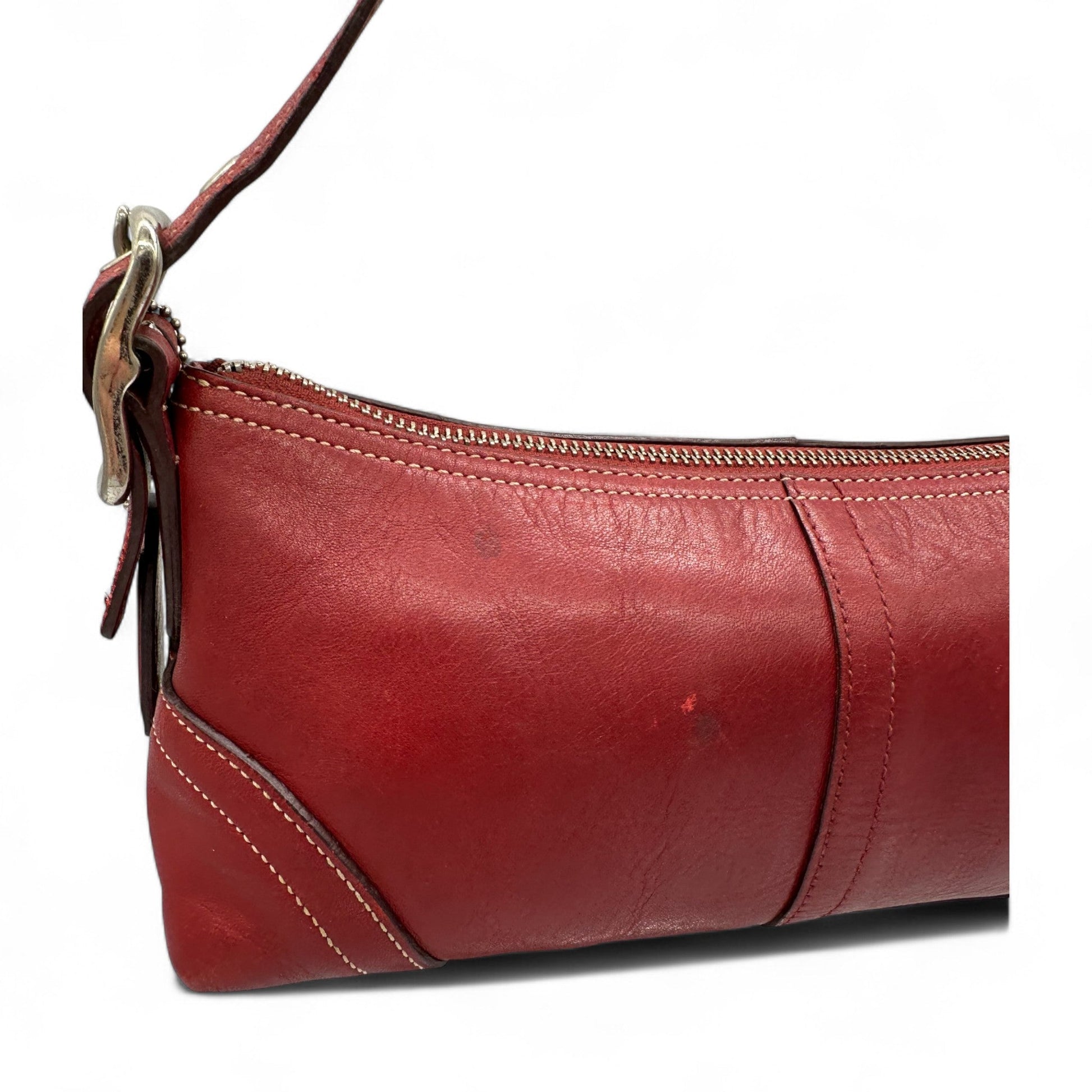 Vintage Coach 8A64 Red Leather Baguette Shoulder Bag - Thanks it's Vintage