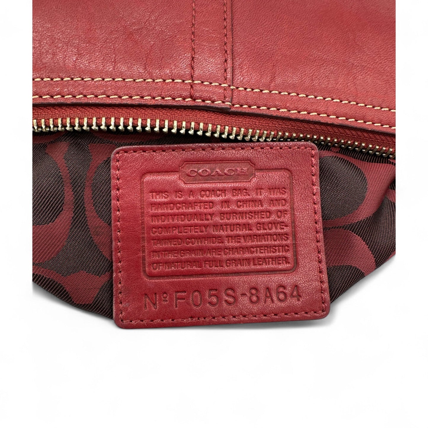 Vintage Coach 8A64 Red Leather Baguette Shoulder Bag - Thanks it's Vintage