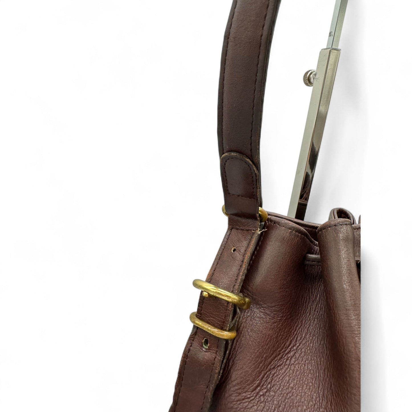 Vintage Coach 9804 Bucket Bag in brown leather with drawstring closure and gold coloured brass - Thanks it's Vintage