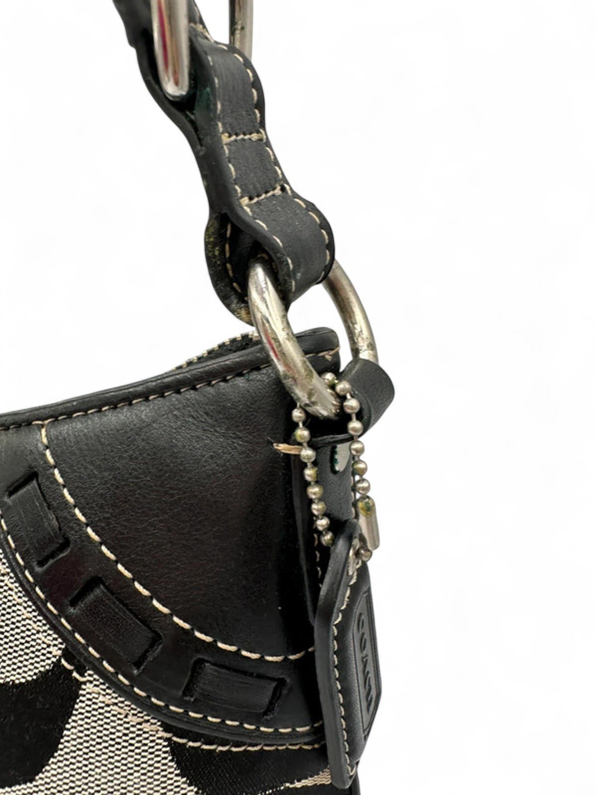 Vintage Coach Black and Grey Hamptons Clip Y2K Shoulder with Python Accent - Thanks it's Vintage