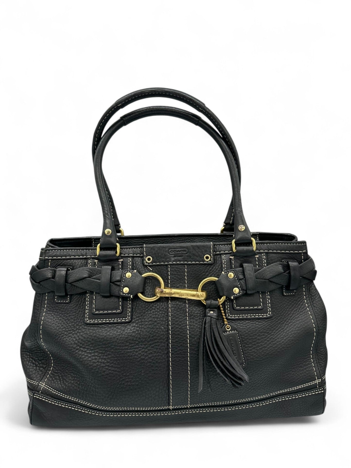 Vintage Coach Black Pebbled Leather Hampton Shoulder Bag - Thanks it's Vintage