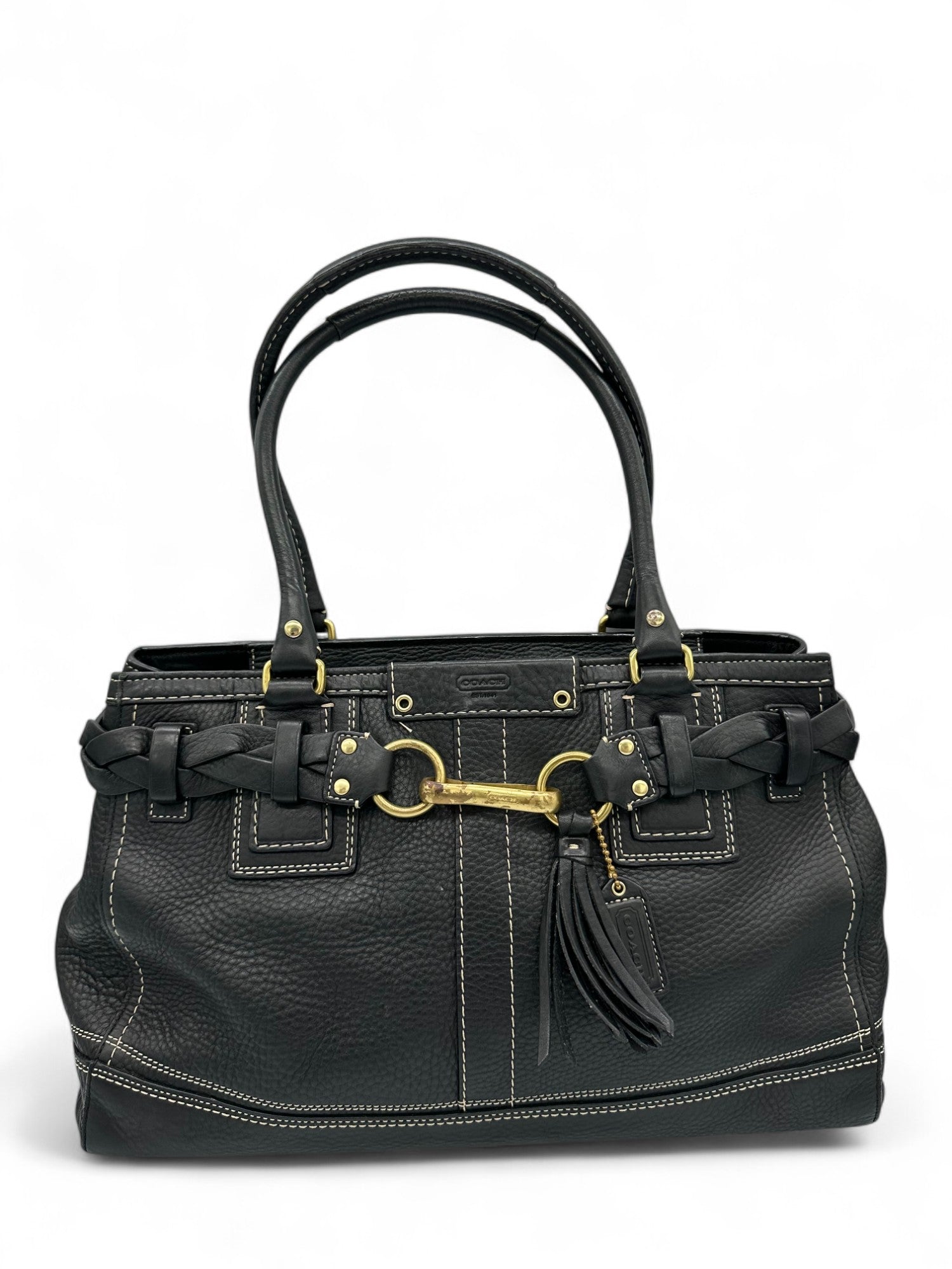 Vintage Coach Black Pebbled Leather Hampton Shoulder Bag - Thanks it's Vintage