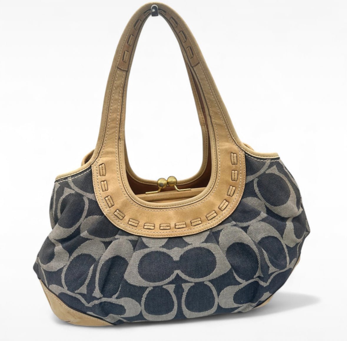Vintage Coach F12747 Denim Pleated Ergo Shoulder Bag - Thanks it's Vintage