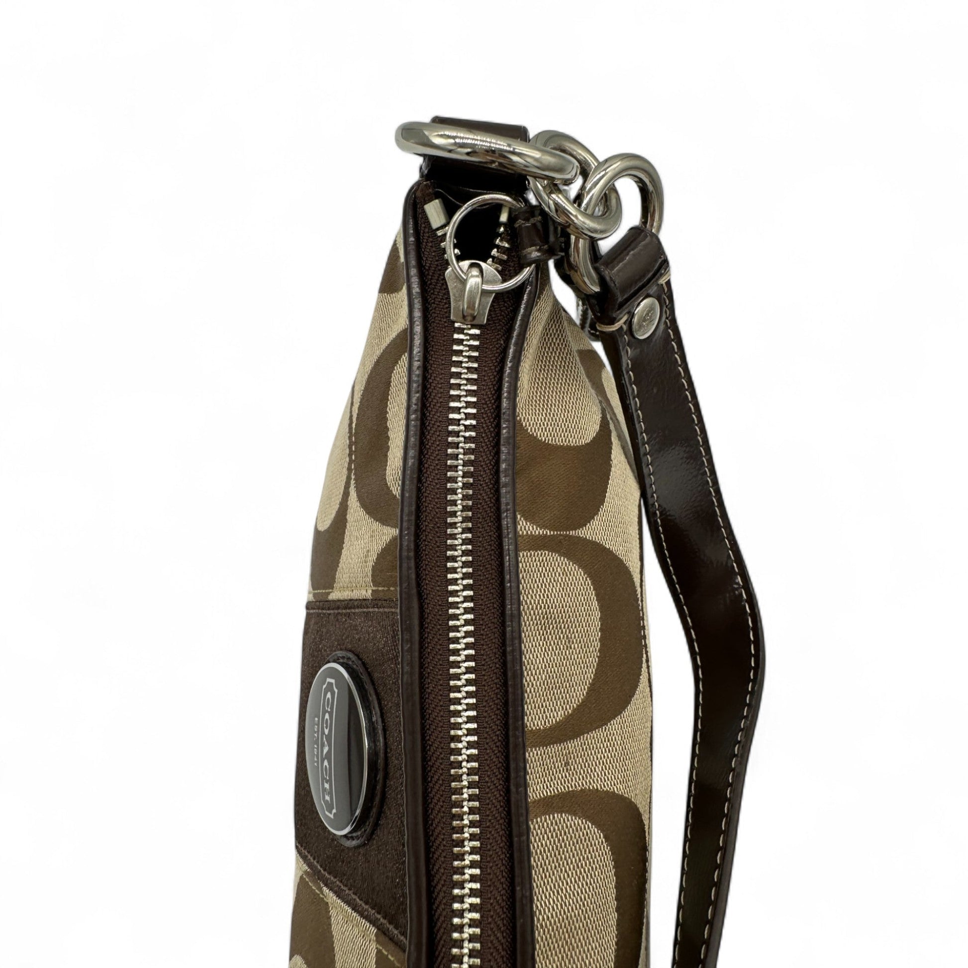 Vintage Coach F17439 Shoulder Bag with Brown Trim and Monogram Y2K - Thanks it's Vintage