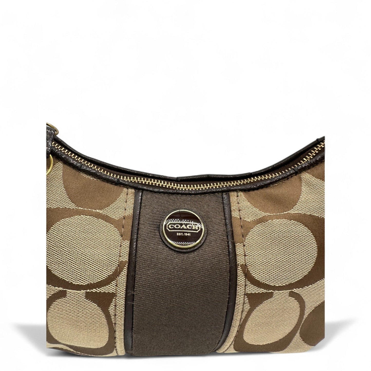 Vintage Coach F23544 Brown Trim Monogram Shoulder Bag with Detachable Two Way Strap - Thanks it's Vintage