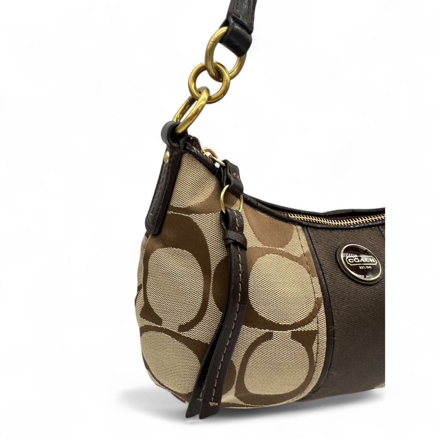 Vintage Coach F23544 Brown Trim Monogram Shoulder Bag with Detachable Two Way Strap - Thanks it's Vintage