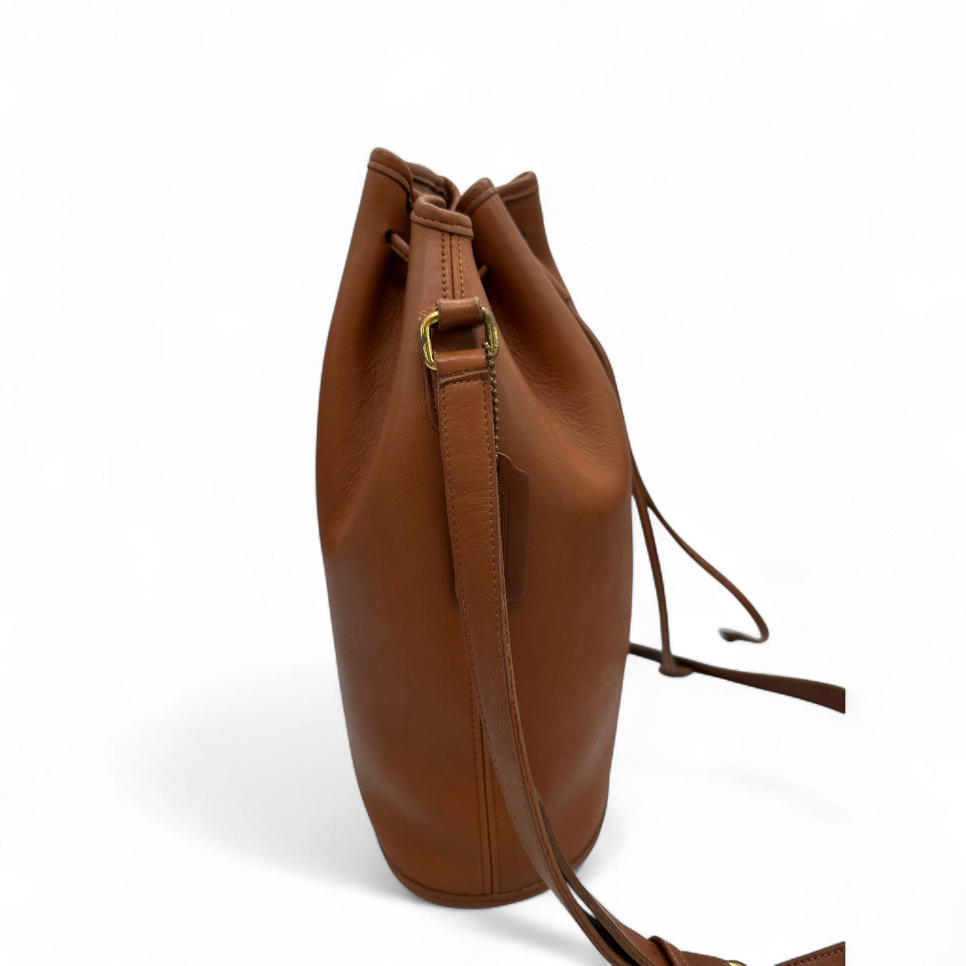 Vintage Coach Nicholas 9946 Tan Leather Drawstring Shoulder Bag - Thanks it's Vintage