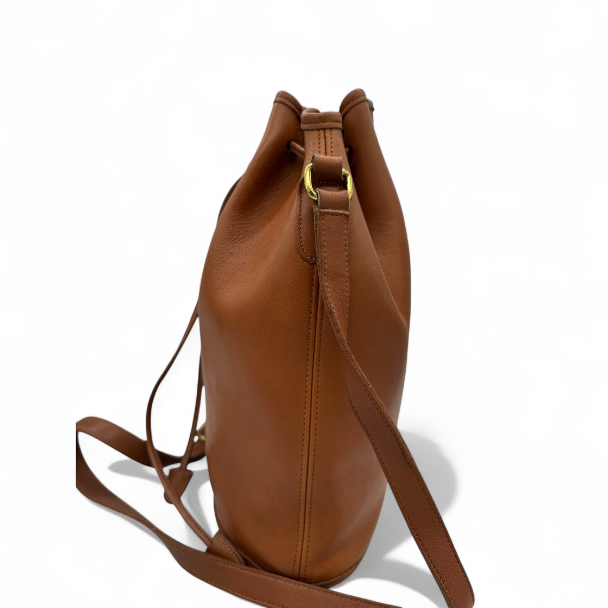 Vintage Coach Nicholas 9946 Tan Leather Drawstring Shoulder Bag - Thanks it's Vintage