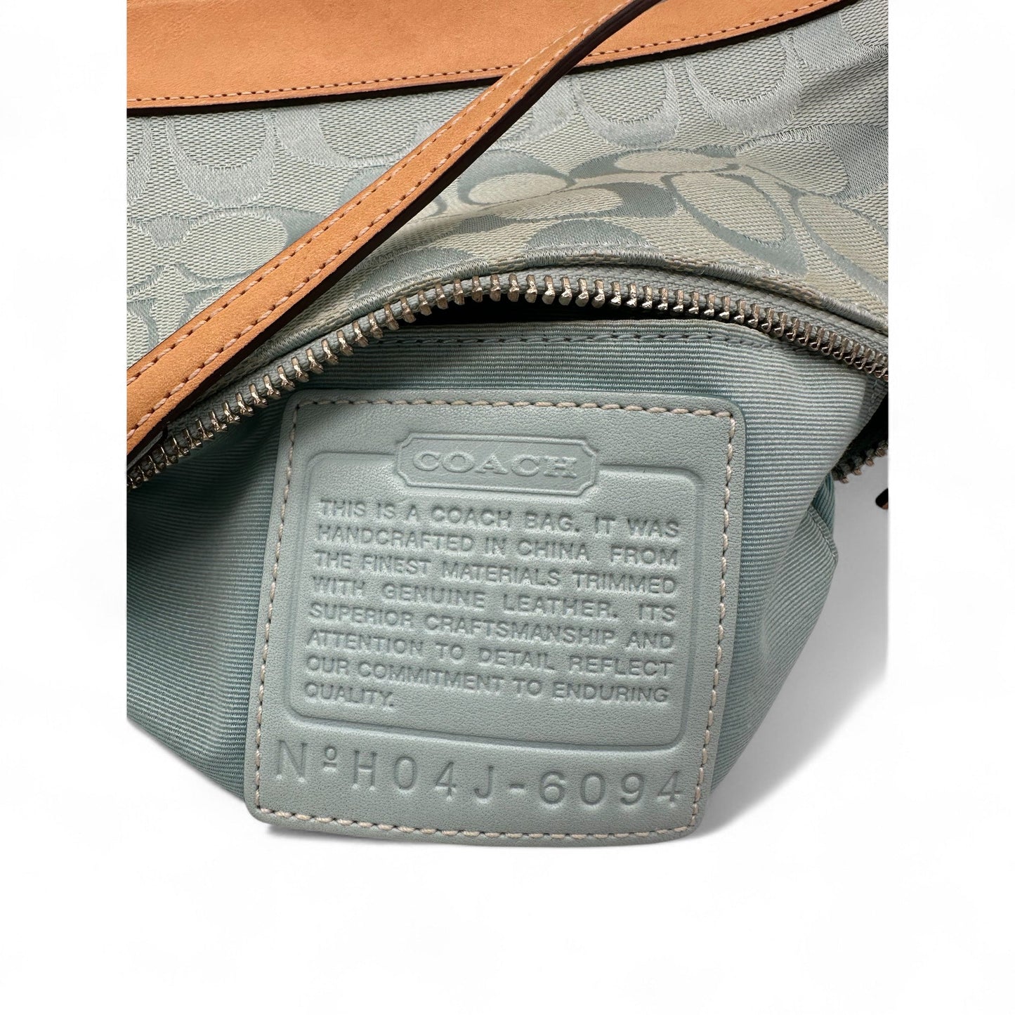 Vintage Coach Rare Y2K 6094 Turquoise Blue Signature Monogram Shoulder Bag - Thanks it's Vintage