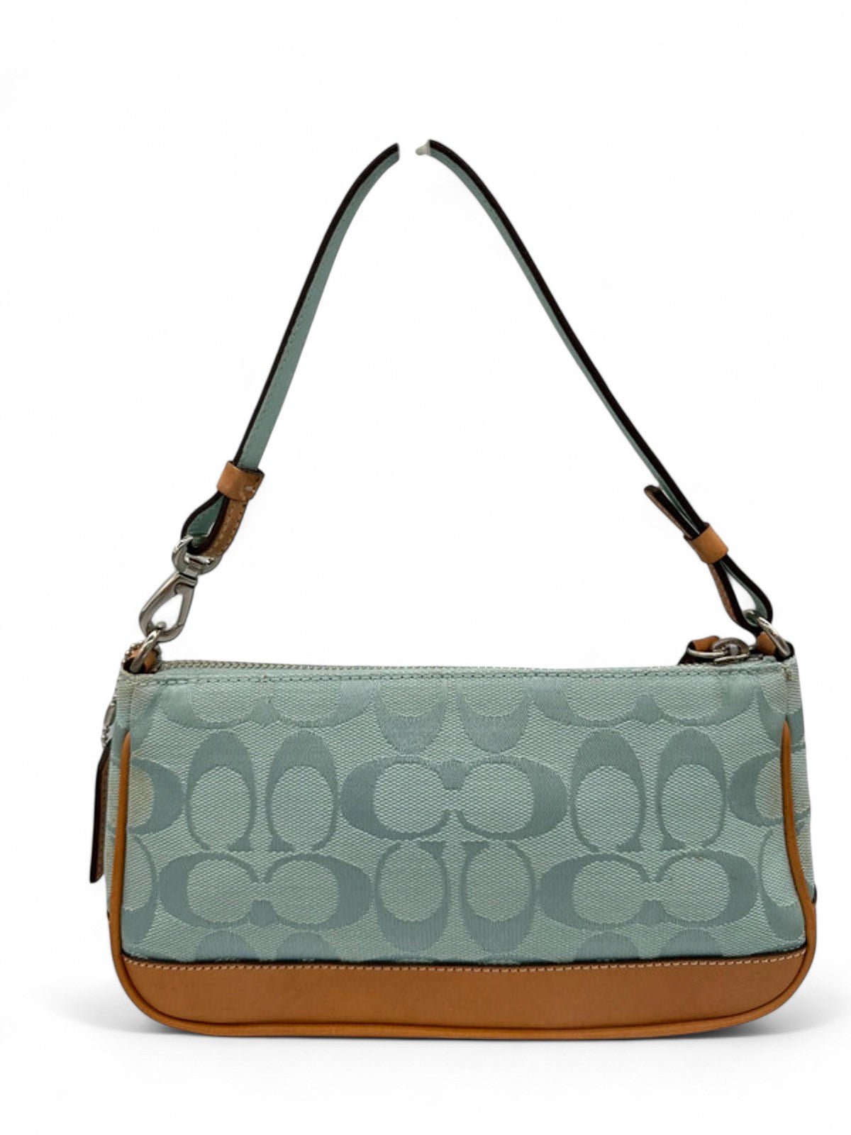 Vintage Coach Rare Y2K 6094 Turquoise Blue Signature Monogram Shoulder Bag - Thanks it's Vintage