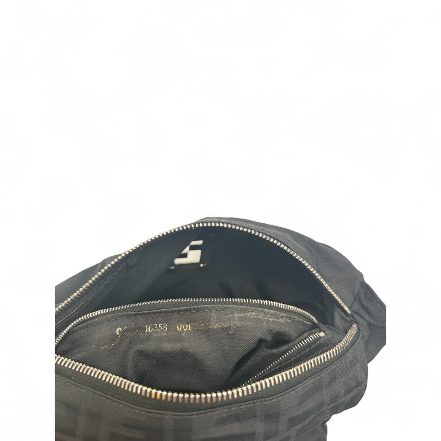 Vintage Fendi Black Zucca Nylon Shoulder Bag with Black Leather Trim - Thanks it's Vintage