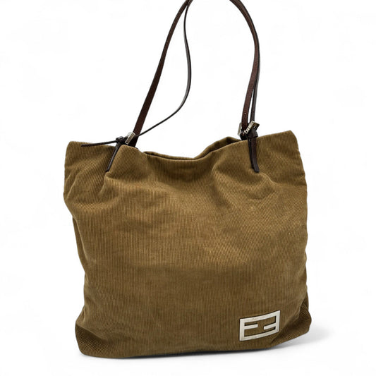 Vintage Fendi Corduroy Large Size Tote Shoulder Bag - Thanks it's Vintage