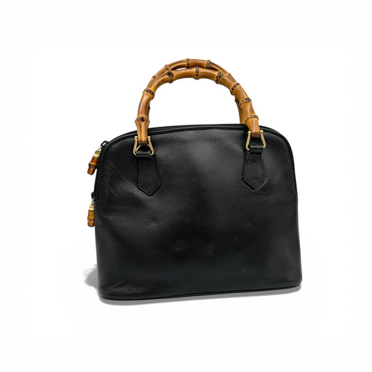Vintage Gucci Bamboo Black Leather Handbag - Thanks it's Vintage