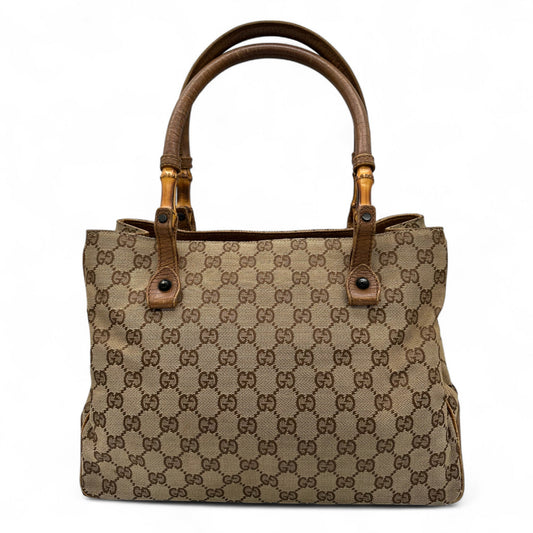 Vintage Gucci Bamboo GG Monogram Structured Tote - Thanks it's Vintage